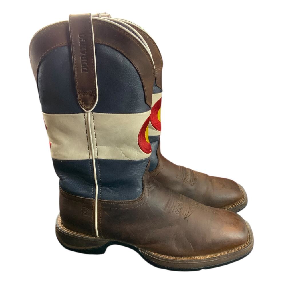 Durango Rebel Colorado Flag Western Boots Brown Leather Mens 9W Square Toe